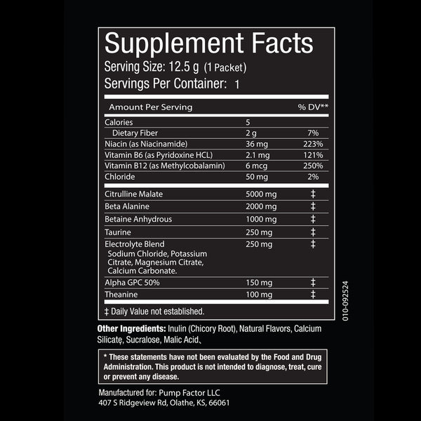 Nonstim Preworkout Cherry Blast  sample pouch Supplement Facts.