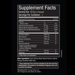 Nonstim Preworkout Cherry Blast  sample pouch Supplement Facts.