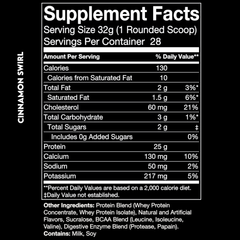 Supplement Facts panel of a Cinnamon Swirl canister.