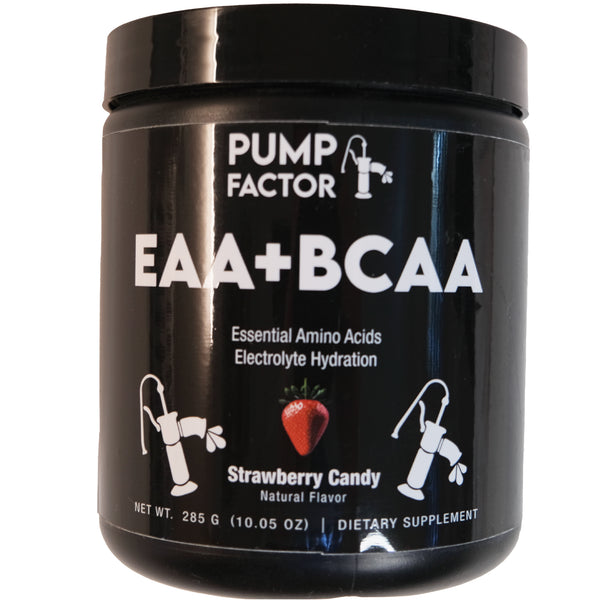 Product image of an EAA+BCAA canister (front).