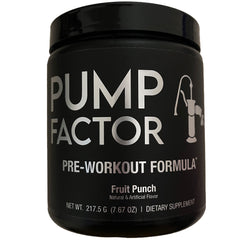 A product image of a Pump Factor Energy Preworkout canister